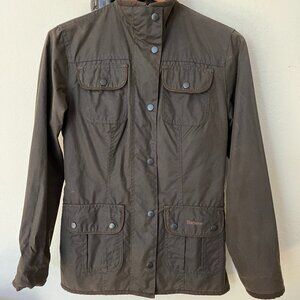 Barbour Waxed Cotton Utility Jacket Brown Size 4